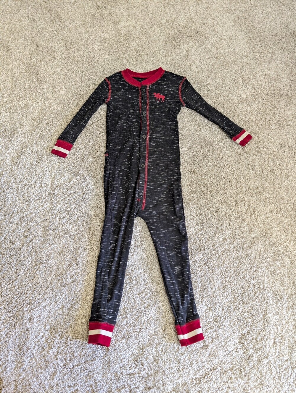 Lazy One Cotton Toddler Charcoal Buffalo Chek Moose One-Piece PJs - 2T